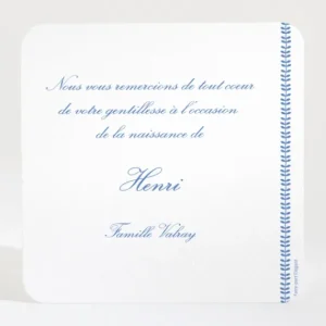 Remerciements naissance Guirlande de feuilles*Faire-part Elégant Online