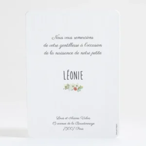 Remerciements naissance Guirlande fleurie*Faire-part Elégant Clearance