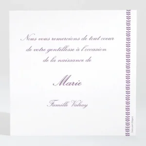 Remerciements naissance Guirlande de feuilles*Faire-part Elégant Online