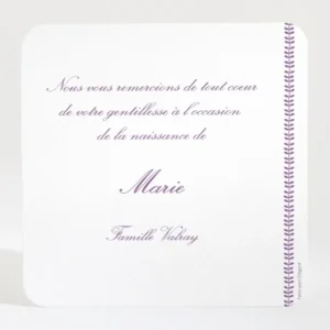 Remerciements naissance Guirlande de feuilles*Faire-part Elégant Online