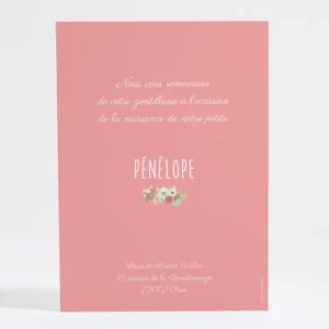 Remerciements naissance Guirlande fleurie*Faire-part Elégant Clearance