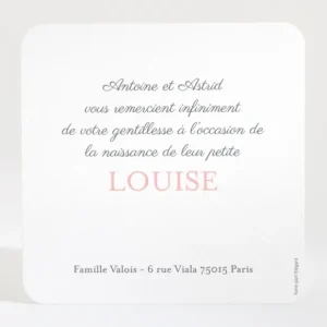 Remerciements naissance In love*Faire-part Elégant Best