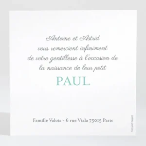 Remerciements naissance In love*Faire-part Elégant Best
