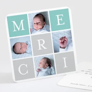 Remerciements naissance In love*Faire-part Elégant Best