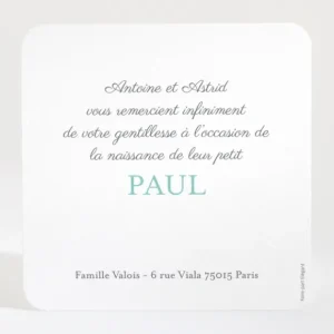 Remerciements naissance In love*Faire-part Elégant Best