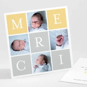 Remerciements naissance In love*Faire-part Elégant Best