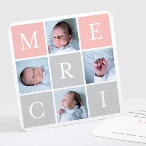 Remerciements naissance In love*Faire-part Elégant Best