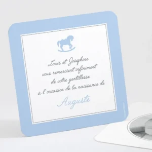 Remerciements naissance Joli cheval a bascule*Faire-part Elégant New
