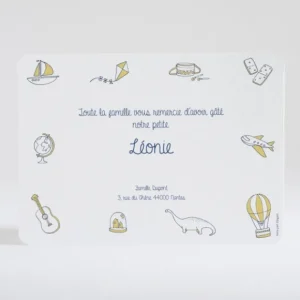 Remerciements naissance Jouets*Faire-part Elégant Outlet