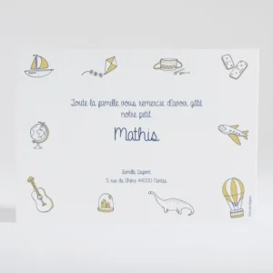 Remerciements naissance Jouets*Faire-part Elégant Outlet