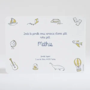 Remerciements naissance Jouets*Faire-part Elégant Outlet