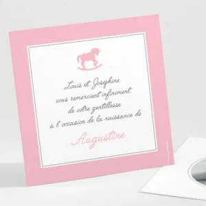 Remerciements naissance Joli cheval a bascule*Faire-part Elégant New