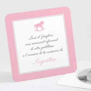 Remerciements naissance Joli cheval a bascule*Faire-part Elégant New