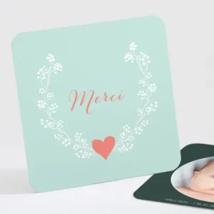 Remerciements naissance My heart*Faire-part Elégant Discount