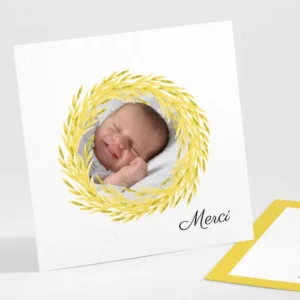 Remerciements naissance Medaillon vegetal*Faire-part Elégant Best