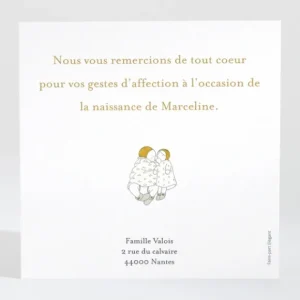 Remerciements naissance Petites poupees*Faire-part Elégant Online