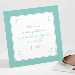 Remerciements naissance Prenom etoile*Faire-part Elégant Sale