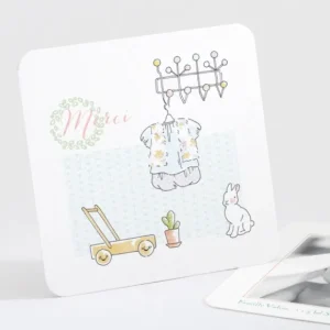Remerciements naissance Petit dressing*Faire-part Elégant New