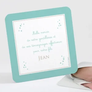 Remerciements naissance Prenom etoile*Faire-part Elégant Sale