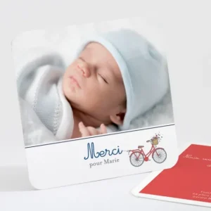 Remerciements naissance Petite bicyclette*Faire-part Elégant New