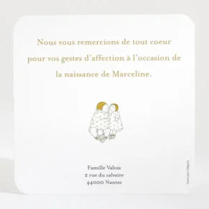 Remerciements naissance Petites poupees*Faire-part Elégant Online