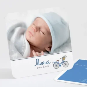 Remerciements naissance Petite bicyclette*Faire-part Elégant New