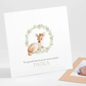 Remerciements naissance Petit faon*Faire-part Elégant Online