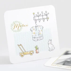 Remerciements naissance Petit dressing*Faire-part Elégant New