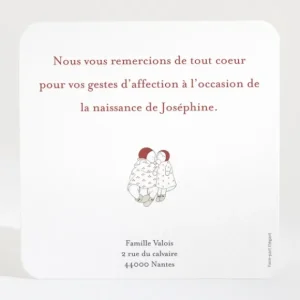 Remerciements naissance Petites poupees*Faire-part Elégant Online
