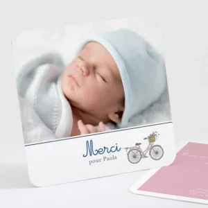 Remerciements naissance Petite bicyclette*Faire-part Elégant New