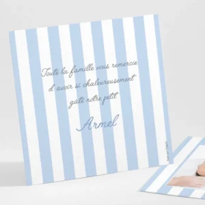 Remerciements naissance Rayures classiques*Faire-part Elégant Discount