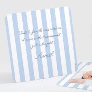 Remerciements naissance Rayures classiques*Faire-part Elégant Discount
