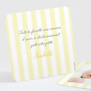 Remerciements naissance Rayures classiques*Faire-part Elégant Discount