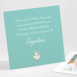 Remerciements naissance Sweet rabbit*Faire-part Elégant Best