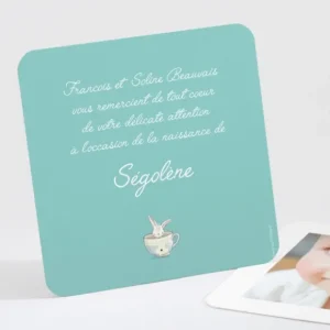Remerciements naissance Sweet rabbit*Faire-part Elégant Best