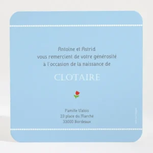Remerciements naissance Tulipes*Faire-part Elégant Discount