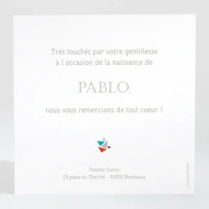 Remerciements naissance Tangram*Faire-part Elégant Best