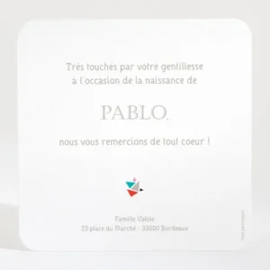 Remerciements naissance Tangram*Faire-part Elégant Best