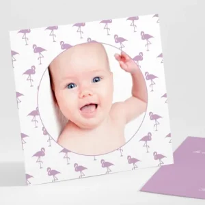 Remerciements naissance Vive les flamants roses*Faire-part Elégant Online