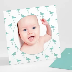 Remerciements naissance Vive les flamants roses*Faire-part Elégant Online